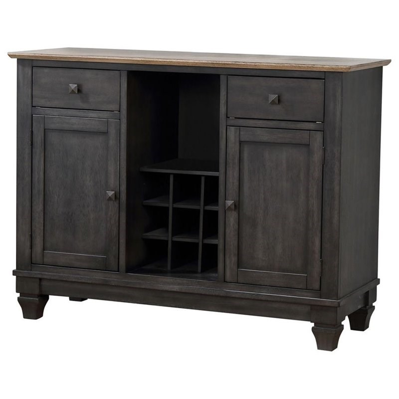 Pilaster Designs Nysha Wood Buffet Server Cabinet with Wine Rack in Charcoal