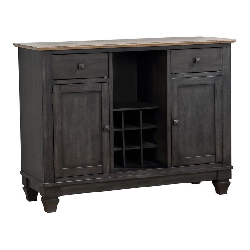 Pilaster Designs Nysha Wood Buffet Server Cabinet with Wine Rack in Charcoal
