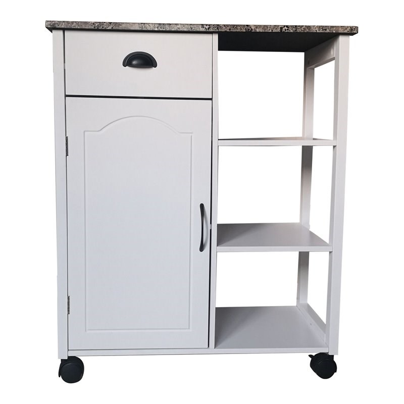 Pilaster Designs Brody Contemporary Wood Kitchen Island Serving Cart in White