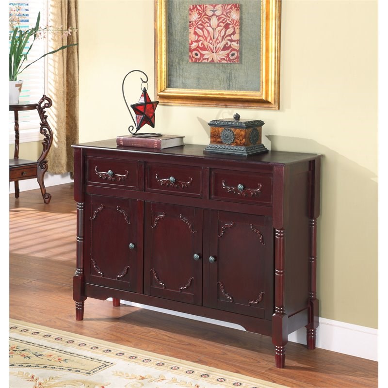 Pilaster Designs Camden Wood Console Sideboard Table with Storage in Cherry