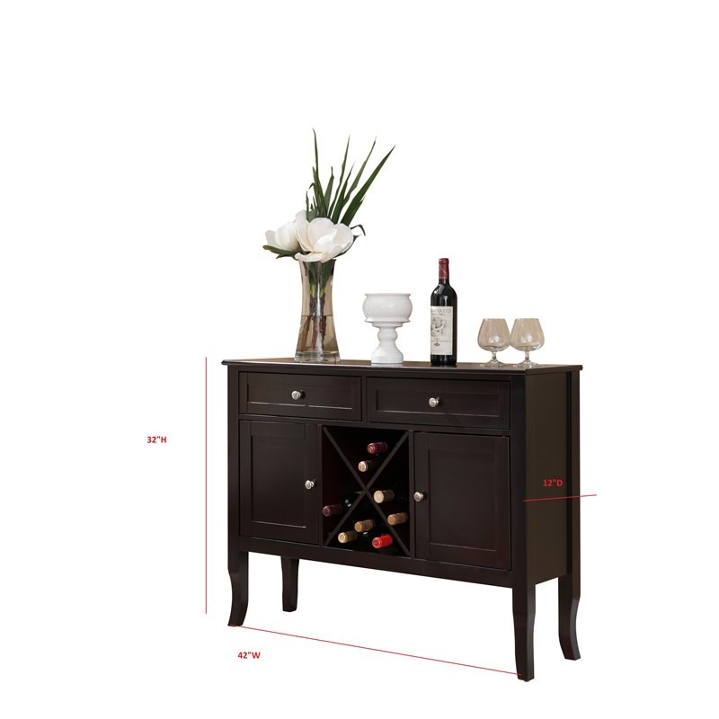 Pilaster Designs Eric Contemporary Wood Wine Cabinet with Drawers in Dark Cherry