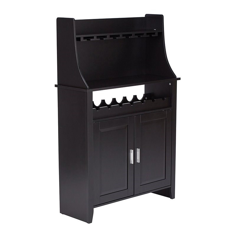 Pilaster Designs Bennett Wood Wine Storage & Bar Cabinet in Black