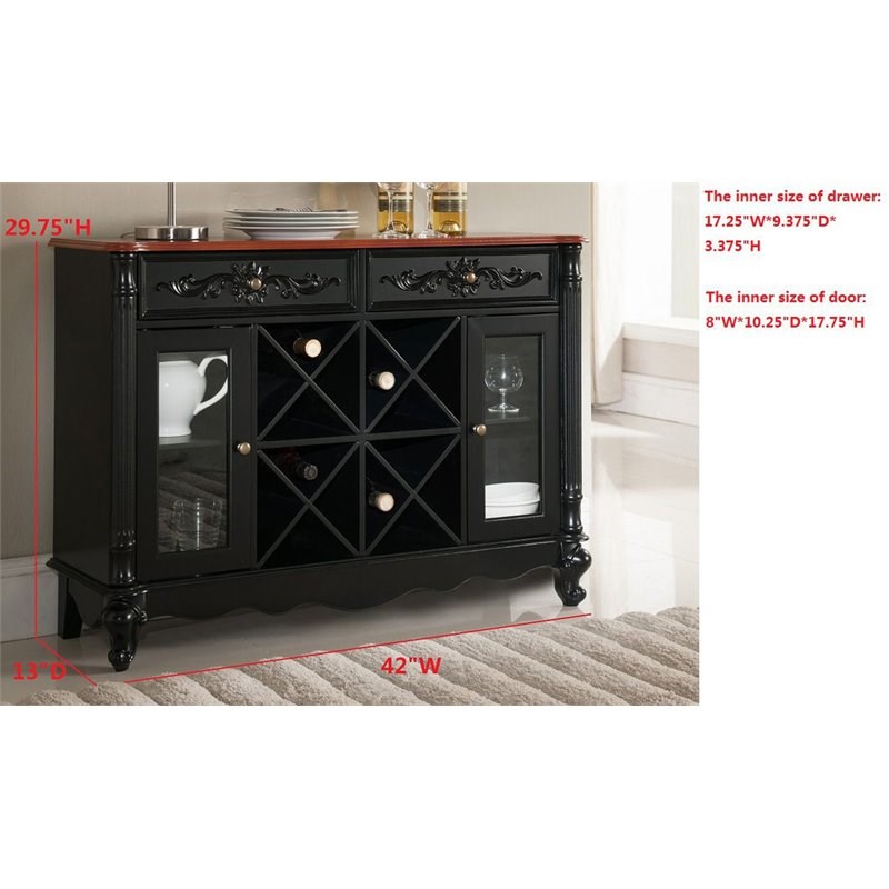 Pilaster Designs Paul Contemporary Wood Buffet Server Wine Cabinet in Black