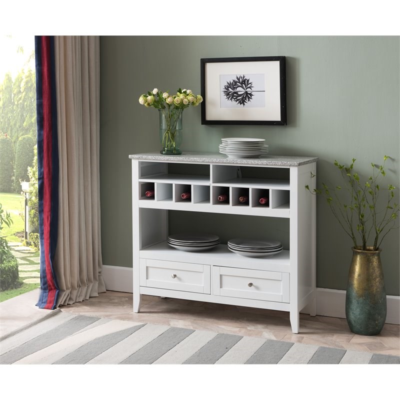 Pilaster Designs Gael Wood Wine Bar Sideboard Buffet with Storage in White