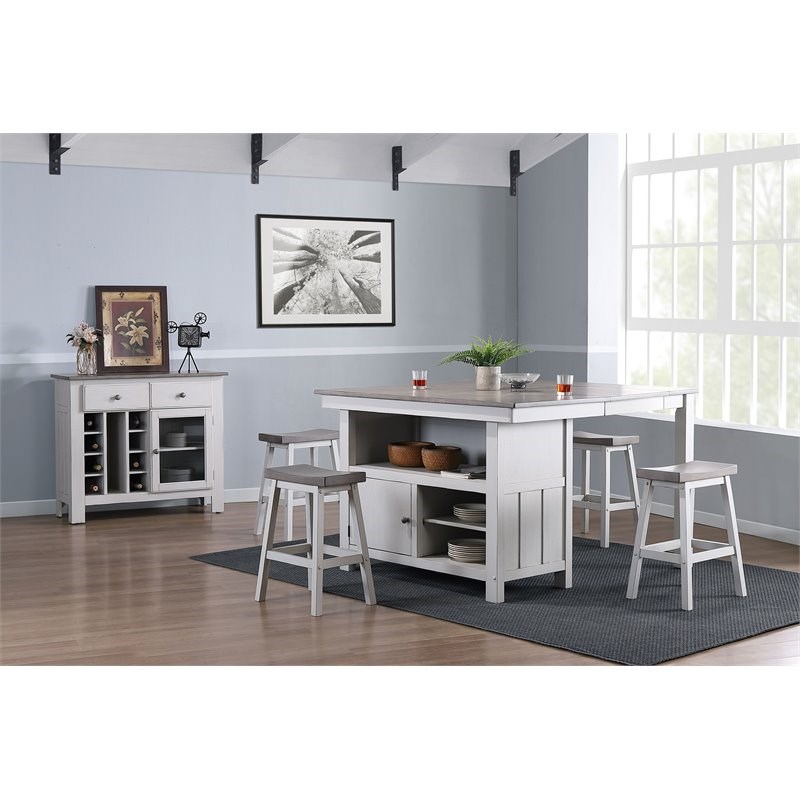 Pilaster Designs Millport Wood Buffet Server with Storage & Drawers in White