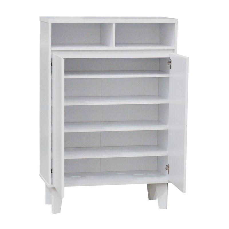 Pilaster Designs Yaiza 2-door Wood Shoe Storage Cabinet with 7 Shelves in White