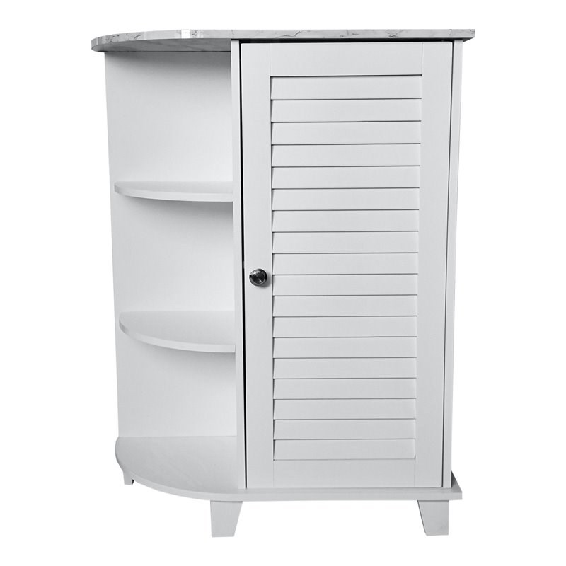 Pilaster Designs Trevita 3-shelf Wood Bathroom Floor Cabinet Organizer in White