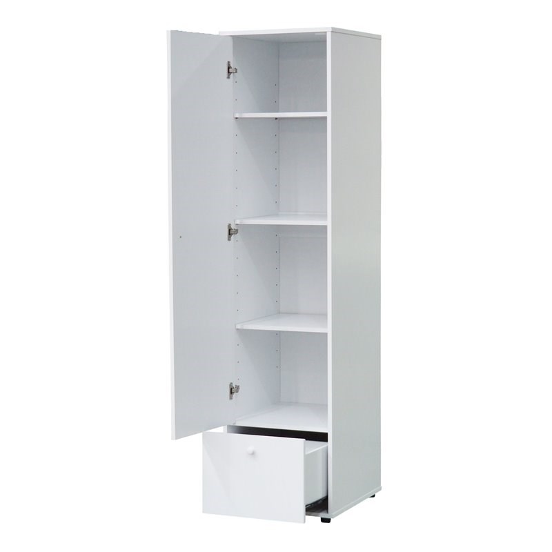 Pilaster Designs Tavish Wood Adjustable Shelf Wardrobe Armoire Closet in White