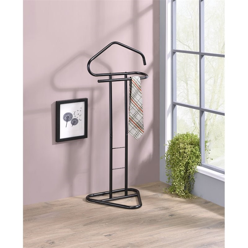 Pilaster Designs Fairview Traditional Metal Suit and Tie Valet Stand in Black