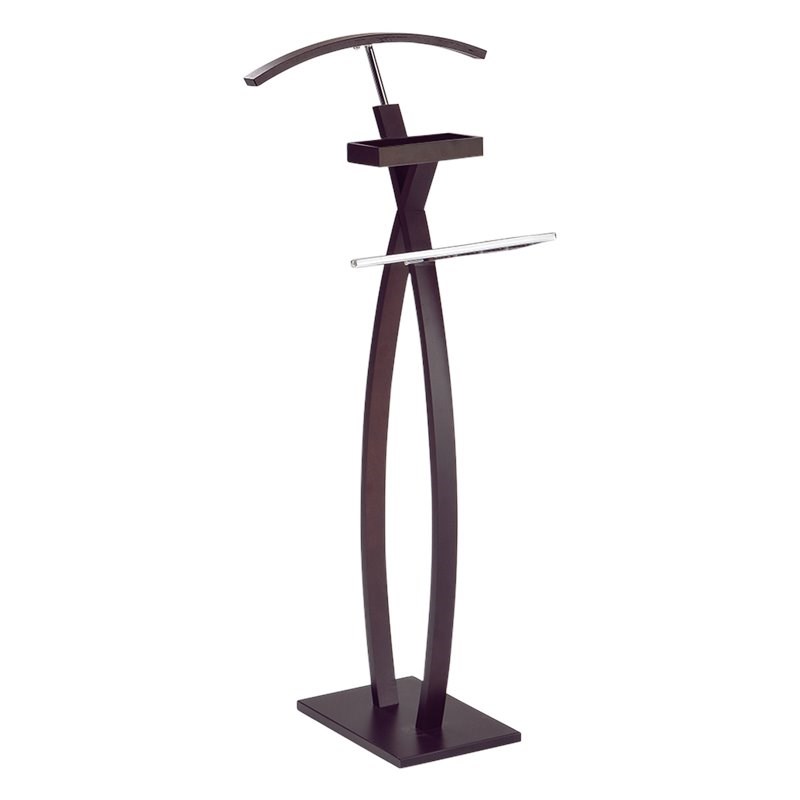 Pilaster Designs Chert Modern Wood and Metal Valet Stand in Walnut/Chrome