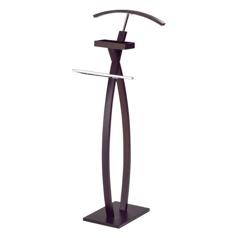 Pilaster Designs Chert Modern Wood and Metal Valet Stand in Walnut/Chrome