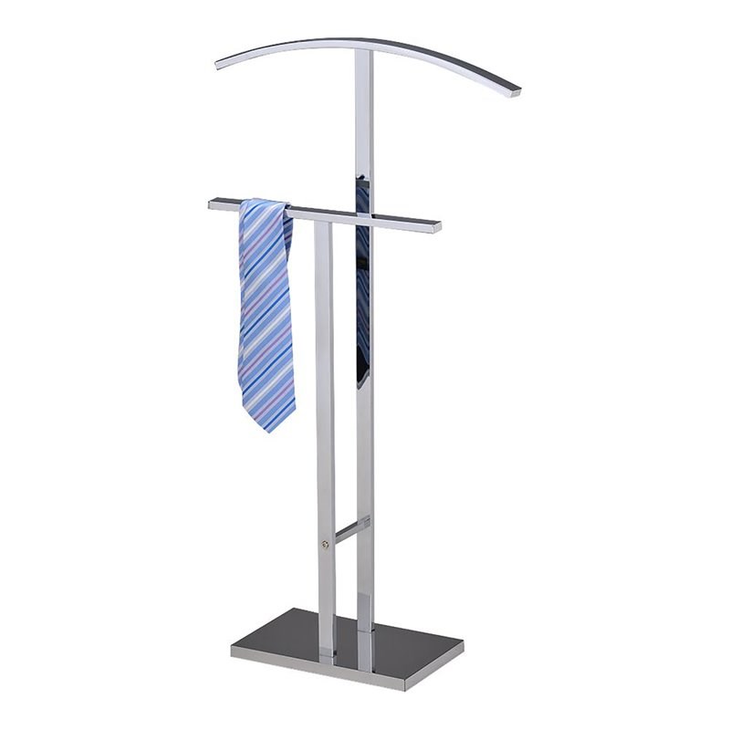 Pilaster Designs Edison Metal Double Suit and Tie Valet Stand in Chrome