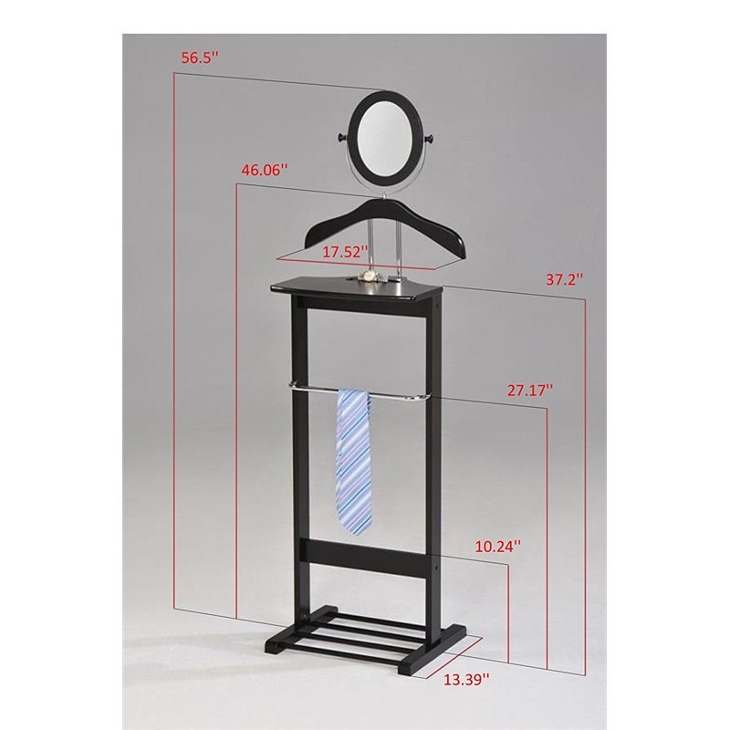 Pilaster Designs Edward Contemporary Wood Suit Valet Stand in Black/Chrome