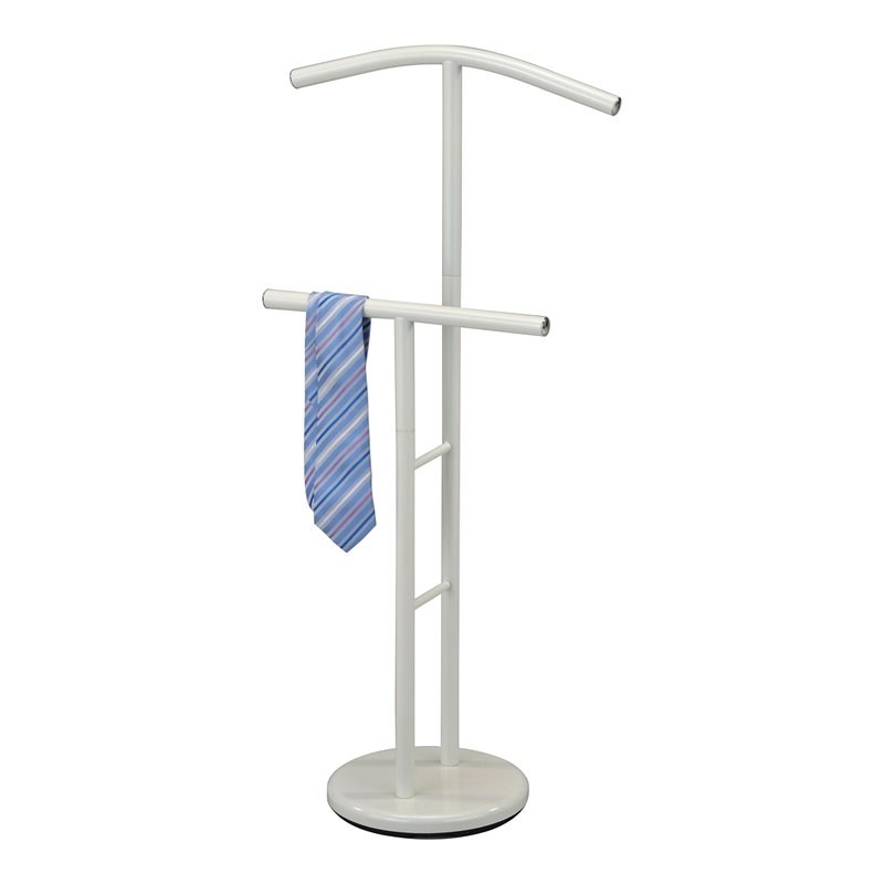 Pilaster Designs Santillo Metal Double Suit and Tie Valet Stand in White