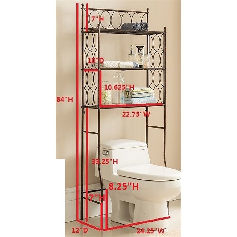 Pilaster Designs Exeter 3-tier Metal Bathroom Storage Spacesaver in Copper