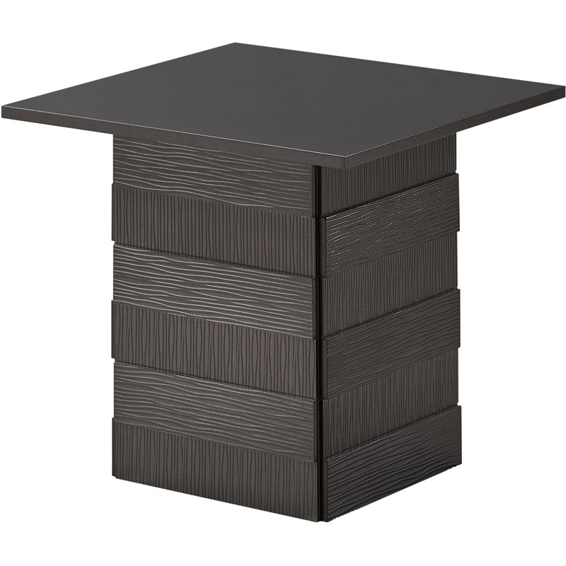 Hallett Modern Embossed Pedestal Coffee Table Set in Metallic Gray Wood