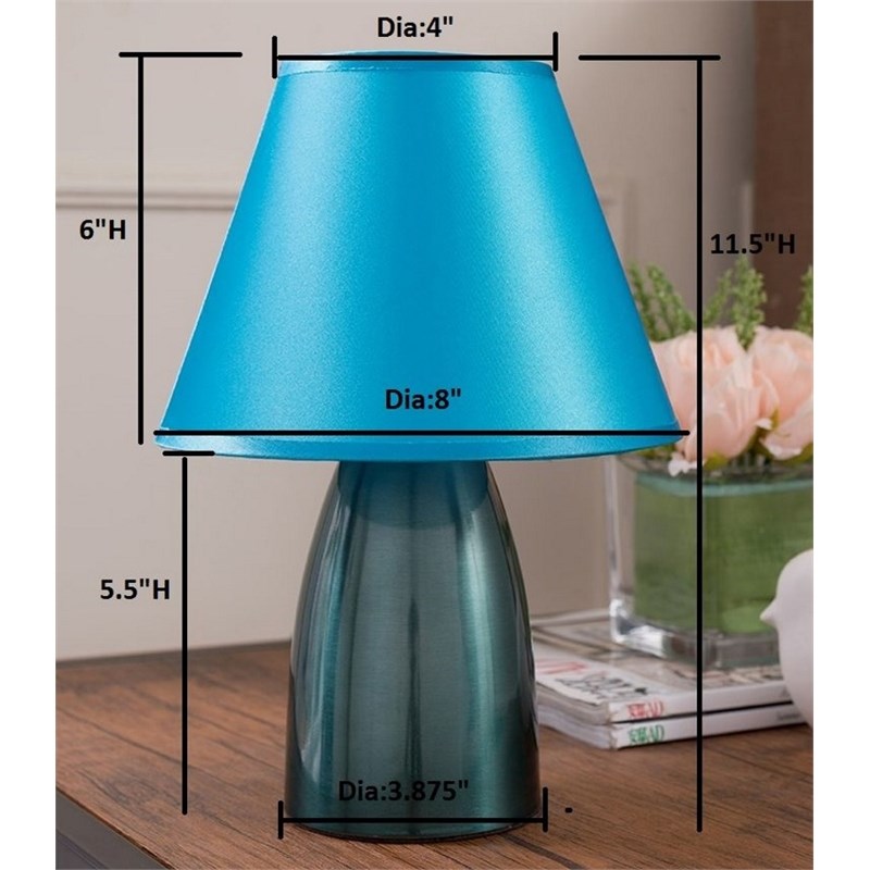 Zed Contemporary Metal Body Table Lamp in Blue with Fabric Empire Shade
