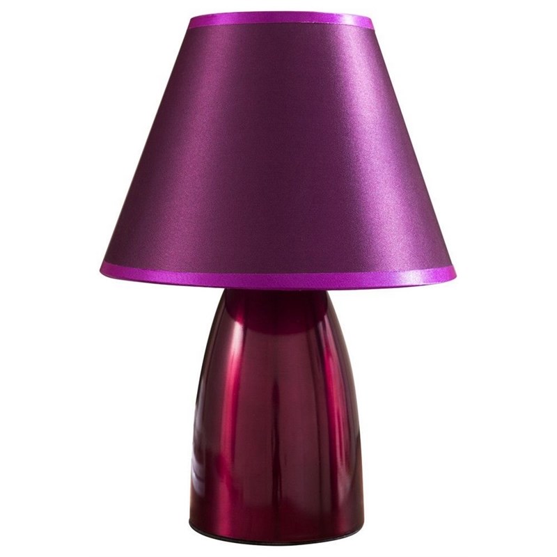 Zed Contemporary Metal Body Table Lamp in Purple with Fabric Empire Shade
