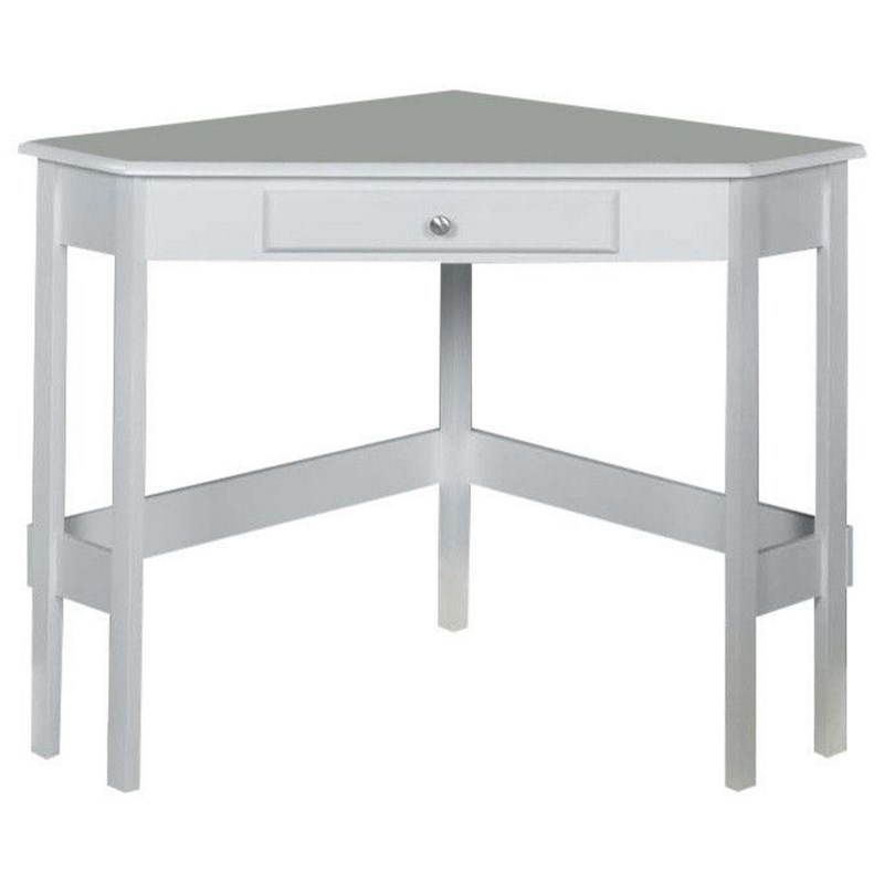 Keira Home & Office Corner Wood Computer Desk in White with Storage Drawer