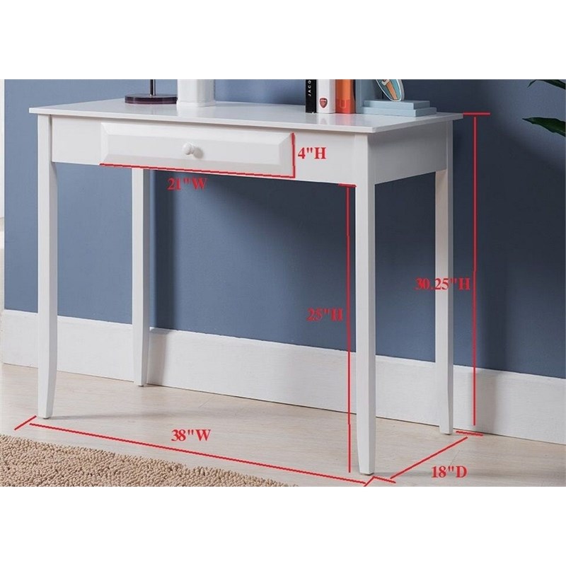 Maci Home & Office Workstation Computer Desk in White Wood with Storage Drawer