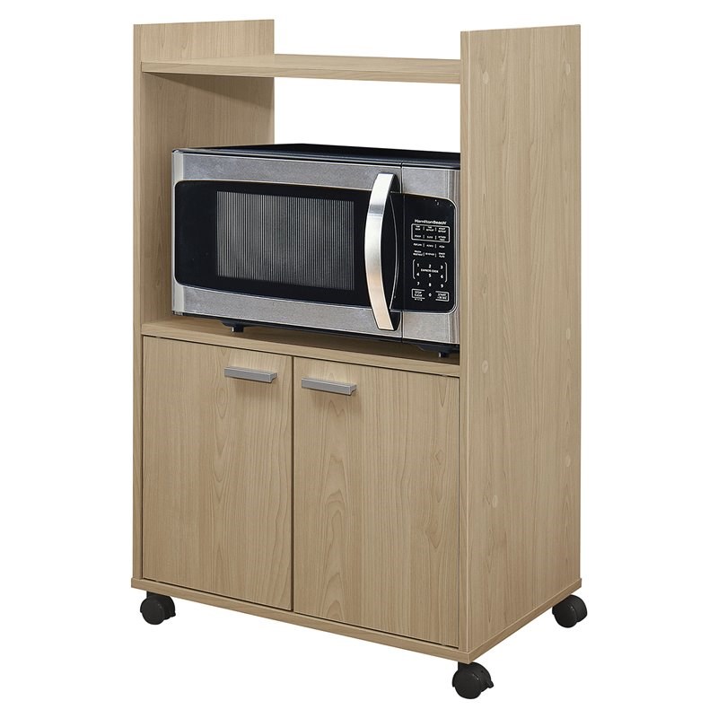 Pilaster Designs Centennial Kitchen Island Microwave Storage Cabinet in Beech