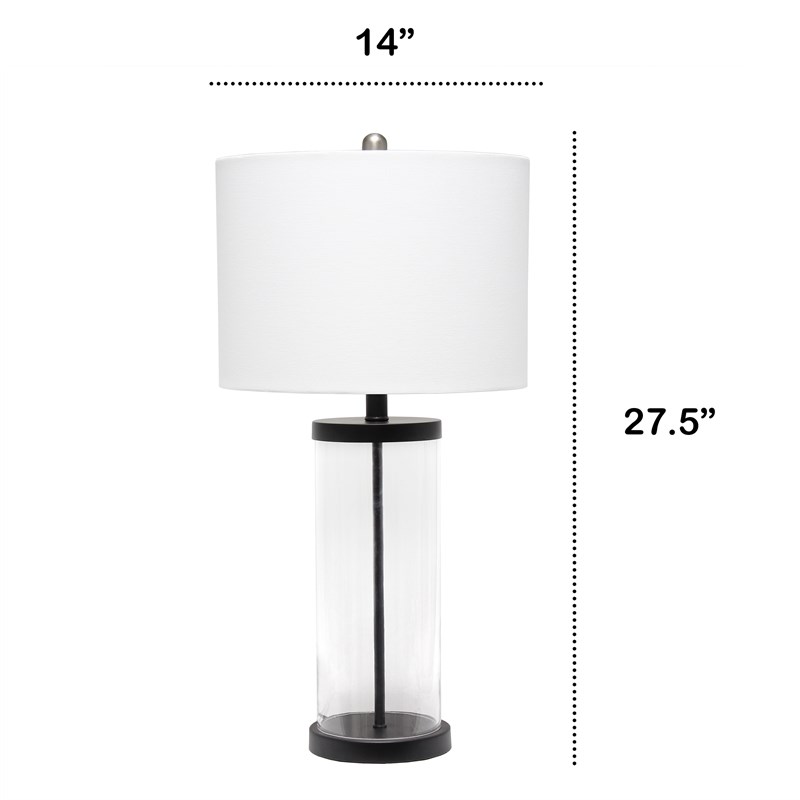 Lalia Home Glass Entrapped Table Lamp in Black with White Shade