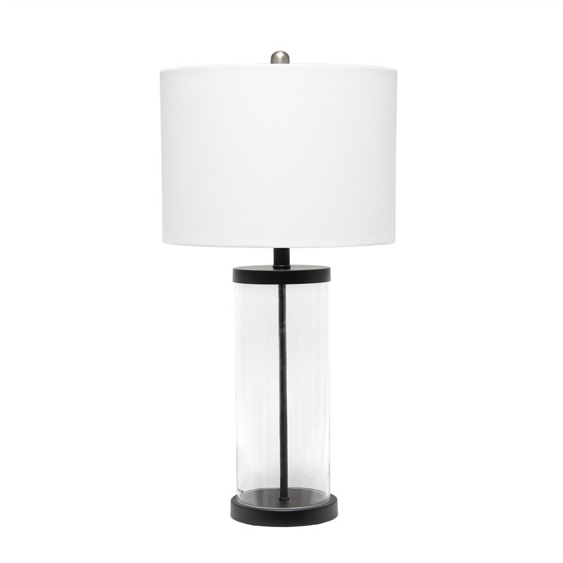 Lalia Home Glass Entrapped Table Lamp in Black with White Shade