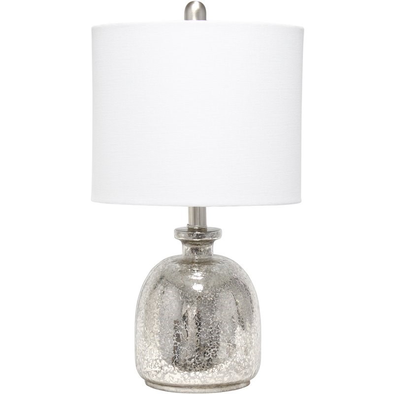 Lalia Home Glass Hammered Jar Table Lamp in Mercury Gray with White Shade