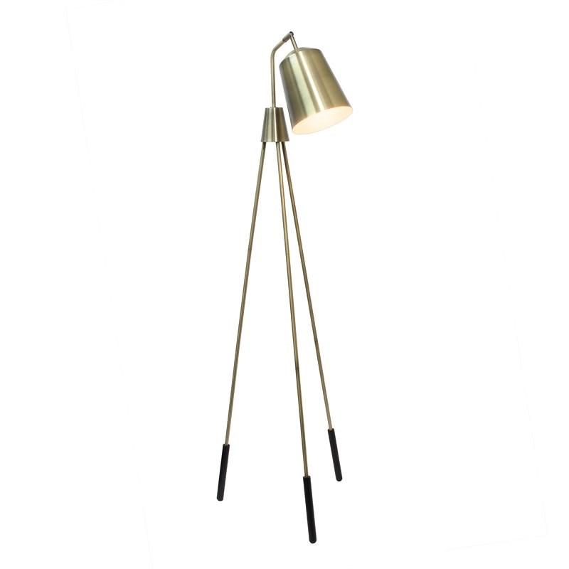 Lalia Home Metal 1 Light Industrial Tripod Floor Lamp in Antique Brass