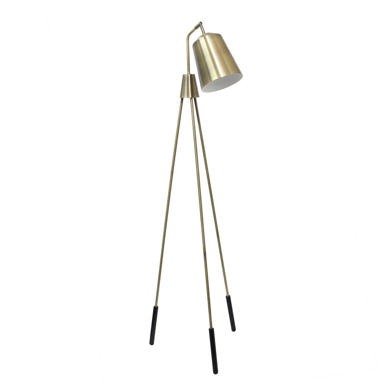 Lalia Home Metal 1 Light Industrial Tripod Floor Lamp in Antique Brass
