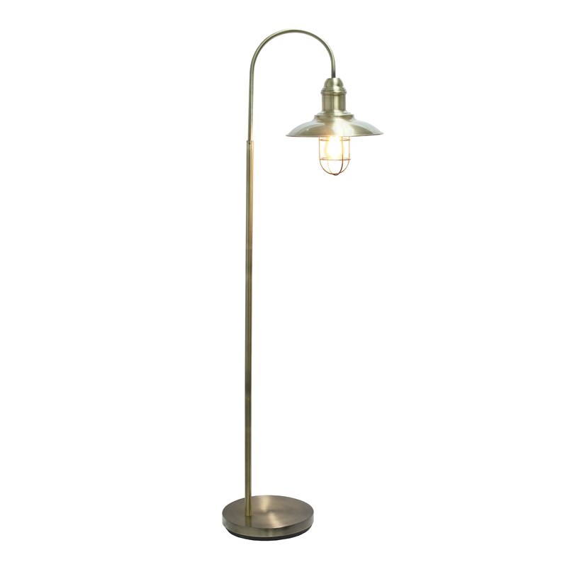 Lalia Home Metal Farmhouse 1 Light Floor Lamp in Antique Brass