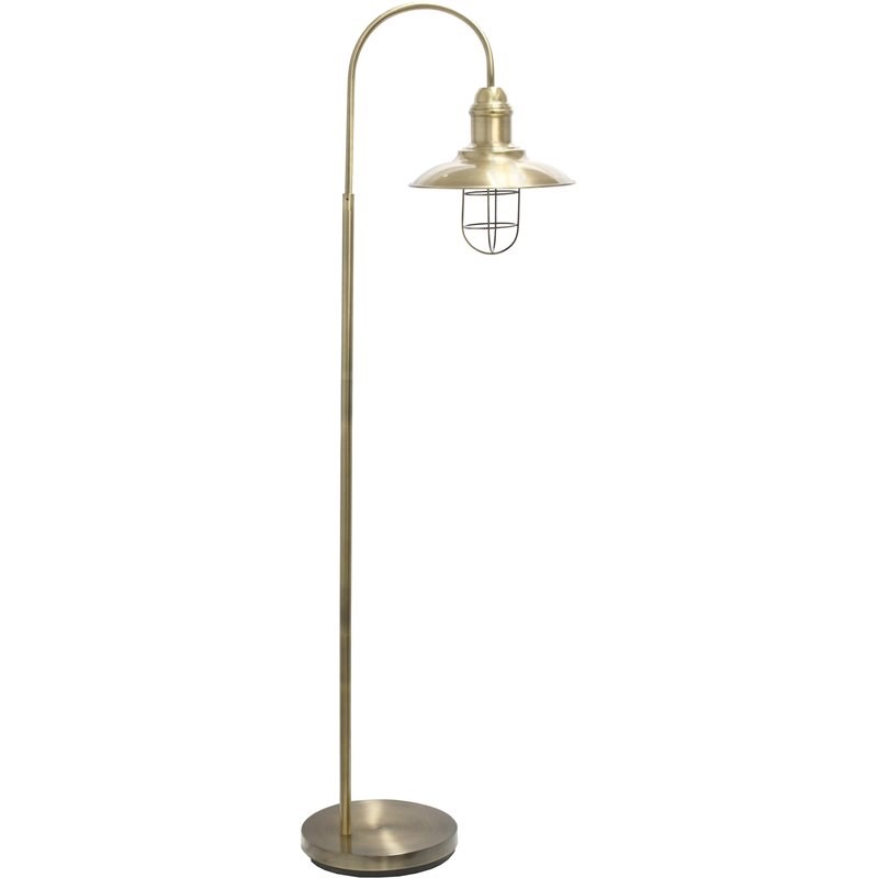Lalia Home Metal Farmhouse 1 Light Floor Lamp in Antique Brass
