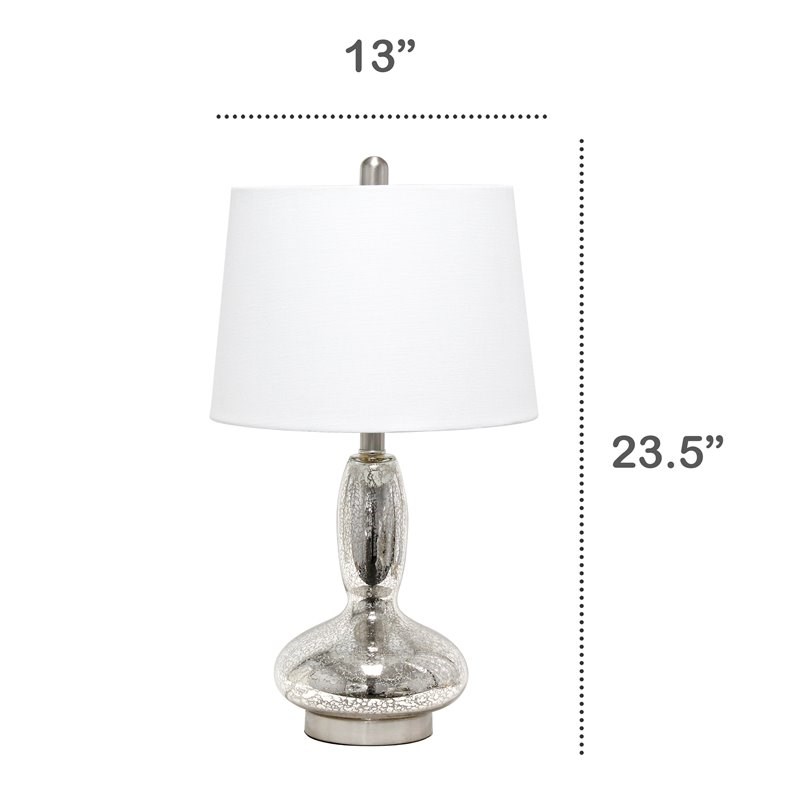 Lalia Home Glass Dollop Table Lamp in Mercury Gray with White Shade