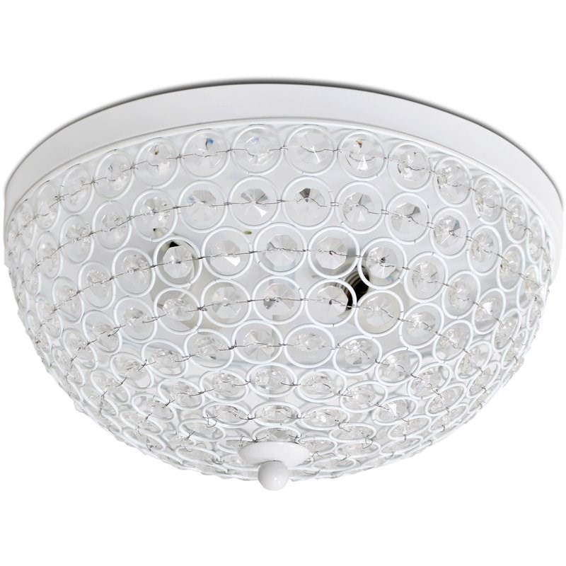 Elegant Designs Crystal 2 Light Flush Mount Ceiling Light in White
