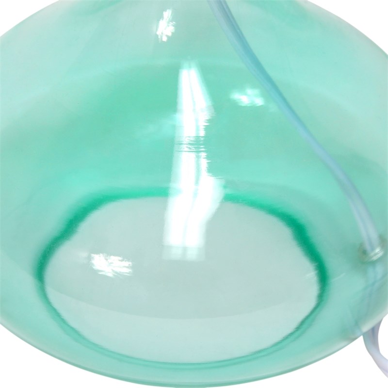 Simple Designs Glass Raindrop Table Lamp in White with Aqua Blue Shade
