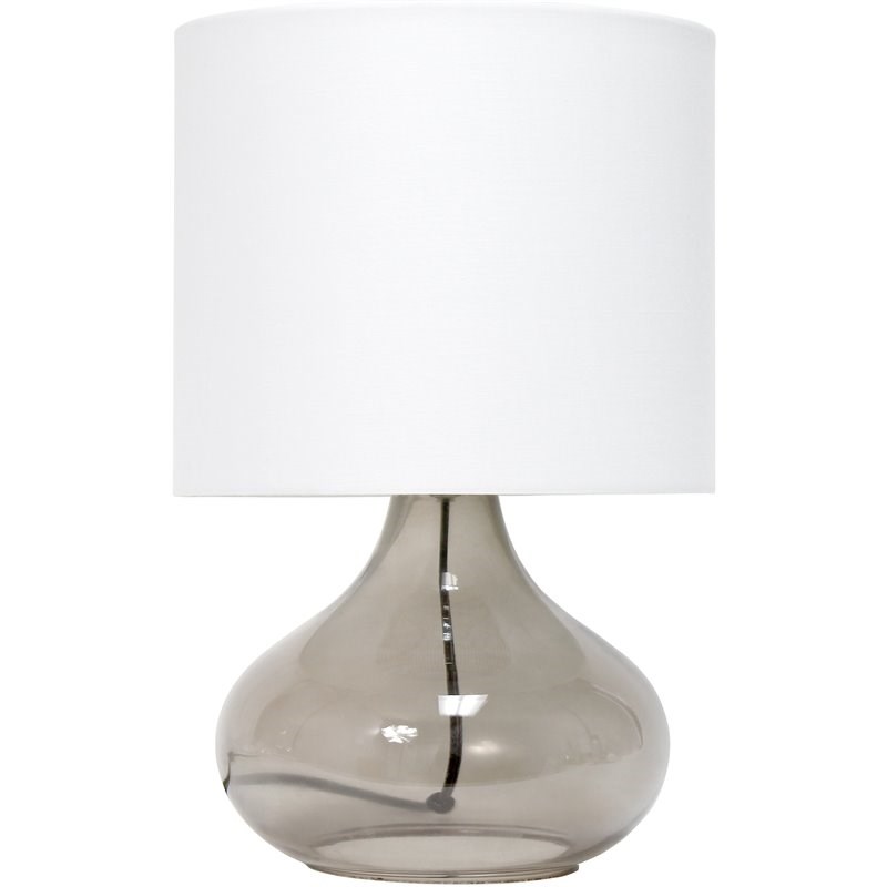Simple Designs Glass Raindrop Table Lamp in Smoke Gray with White Shade