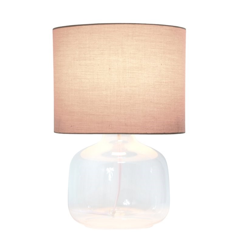 Simple Designs Glass Table Lamp in Clear with Gra y Shade