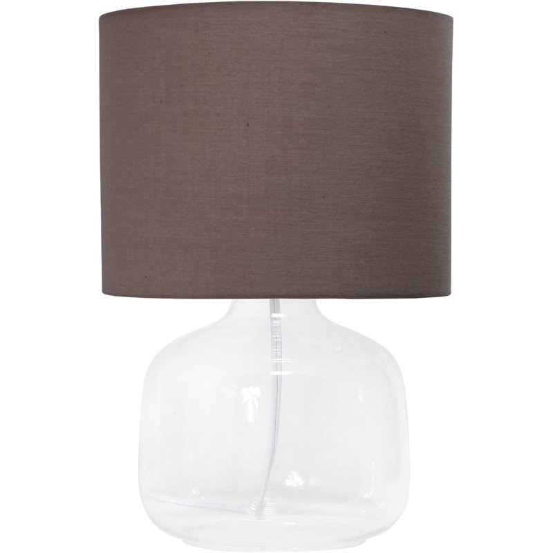 Simple Designs Glass Table Lamp in Clear with Gra y Shade