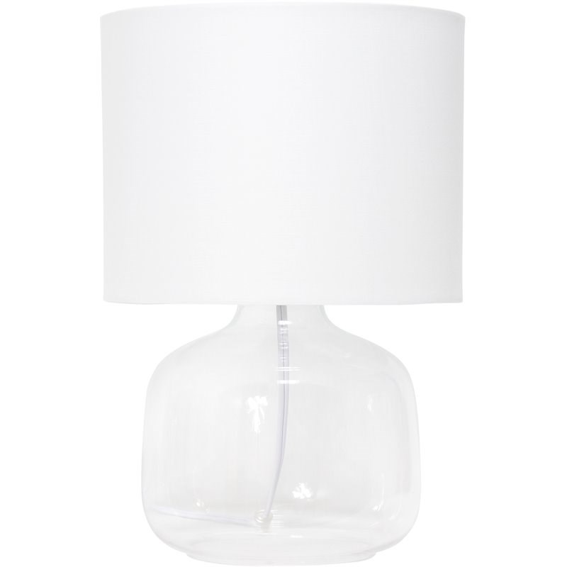 Simple Designs Glass Table Lamp in Clear with White Shade