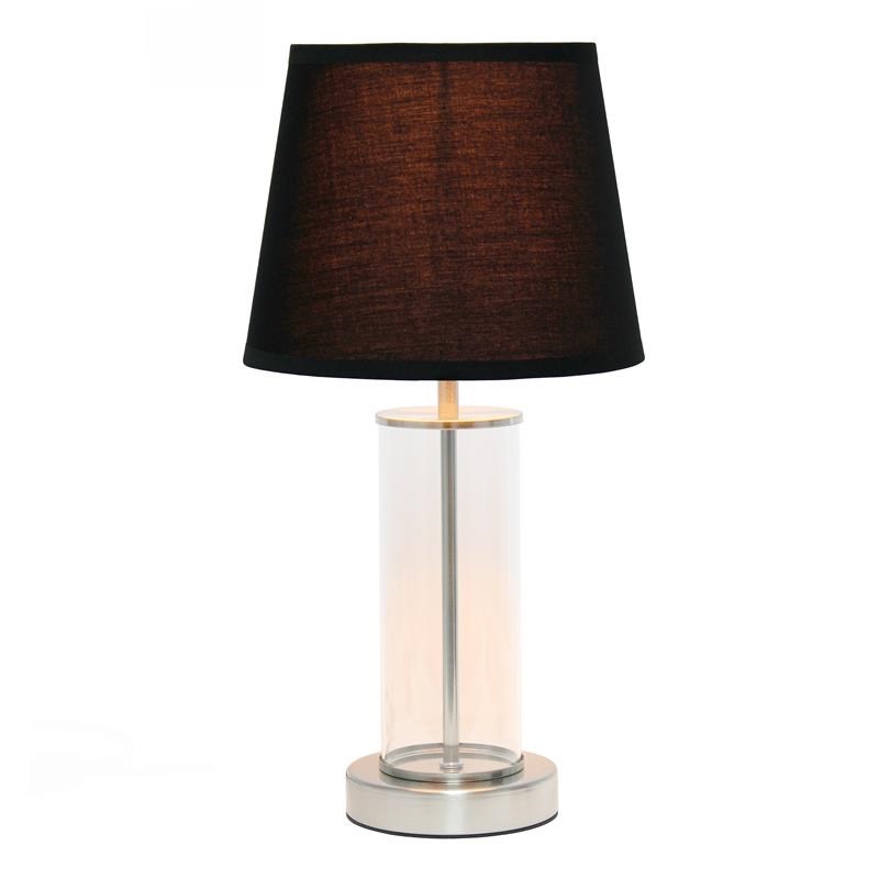 Simple Designs Encased Metal and Clear Glass Table Lamp Brushed Nickel and Black