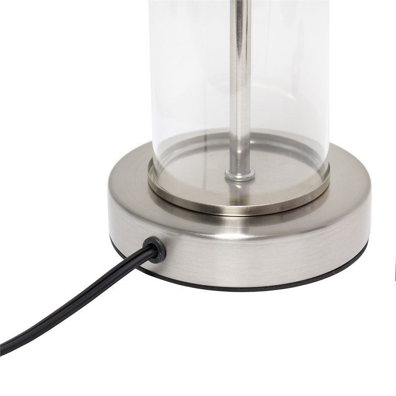 Simple Designs Encased Metal and Clear Glass Table Lamp Brushed Nickel and Black
