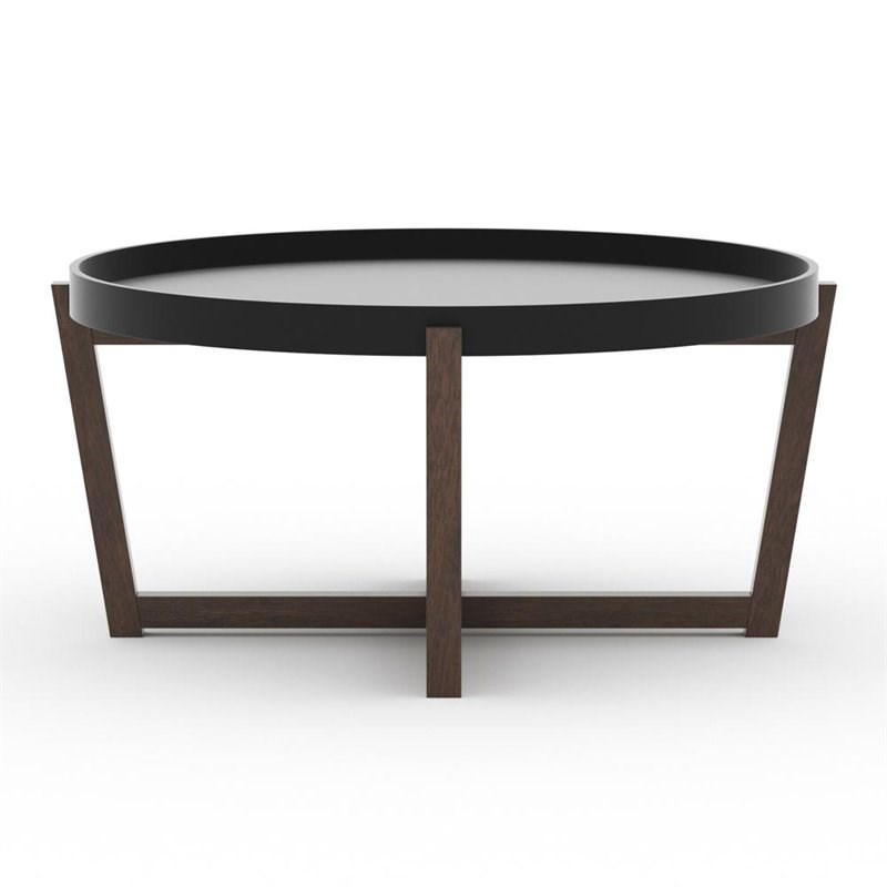 RST Brands Aster Composite Wood Round Coffee Table in Walnut and Black