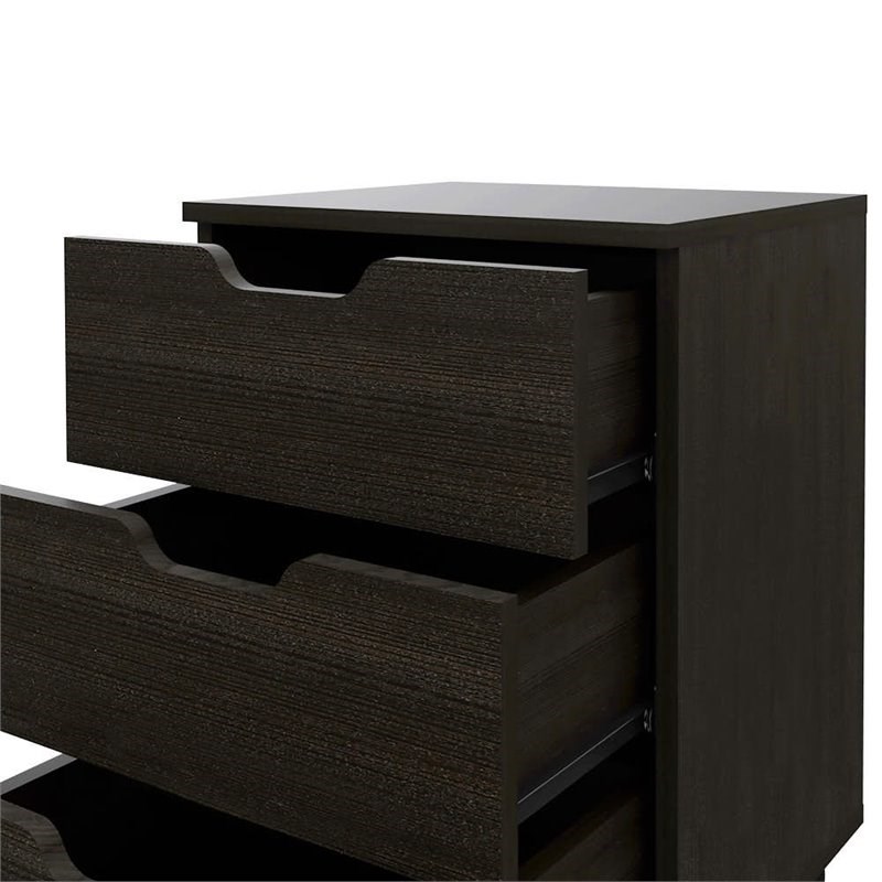 RST Brands Lindon MDF 3-Drawer Filing Cabinet in Black Veneer