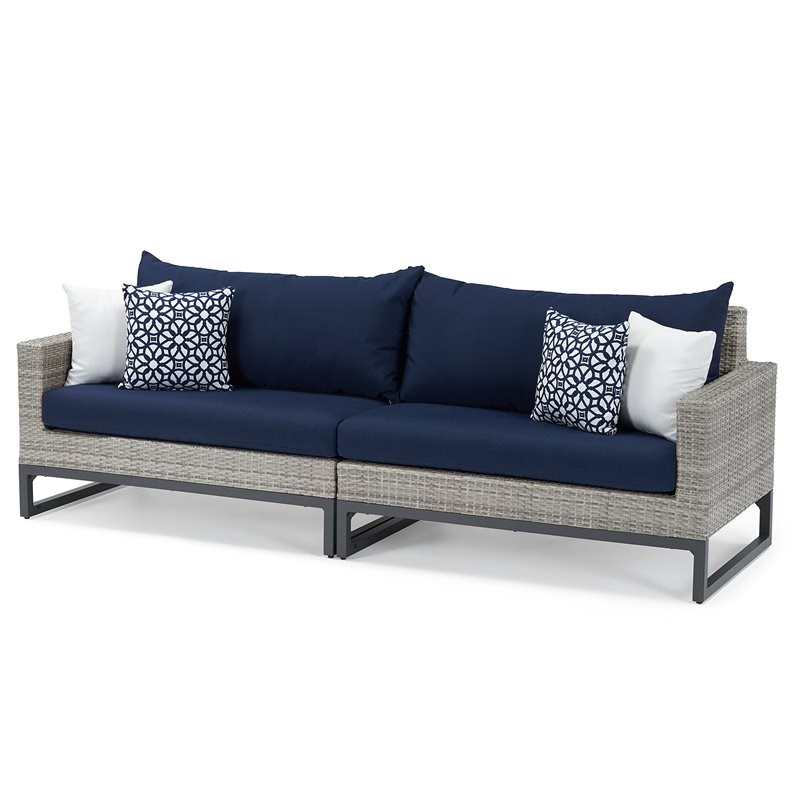 RST Brands Milo 8-piece Aluminum Outdoor Motion Seating Set in Navy Blue/Gray