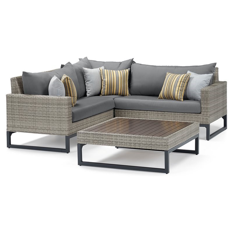 RST Brands Milo 4-piece Aluminum Outdoor Sectional Set in Charcoal Gray
