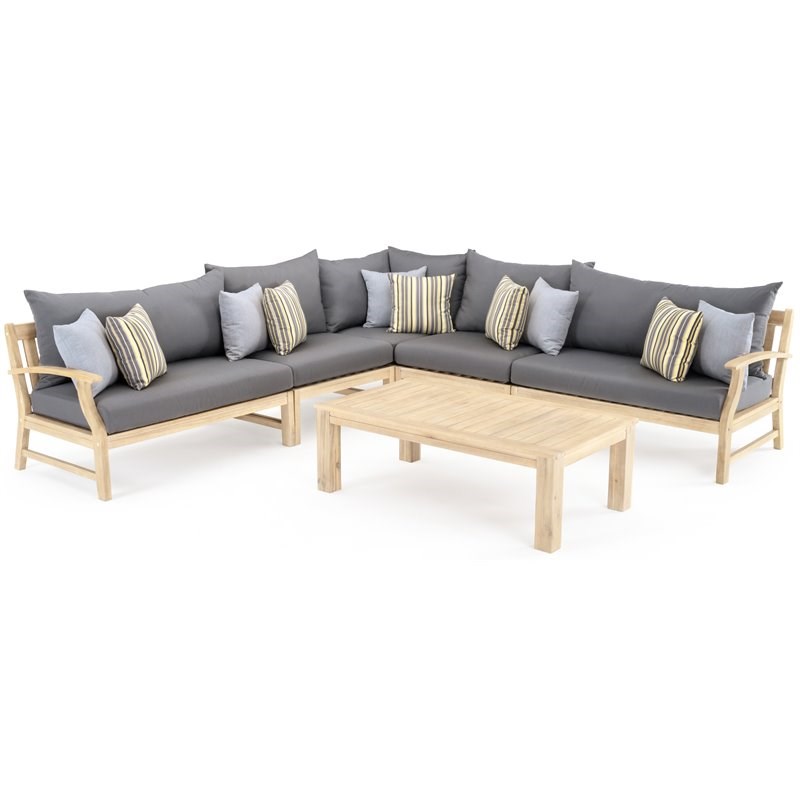 RST Brands Kooper 6-piece Wood and Fabric Outdoor Sectional in Charcoal Gray