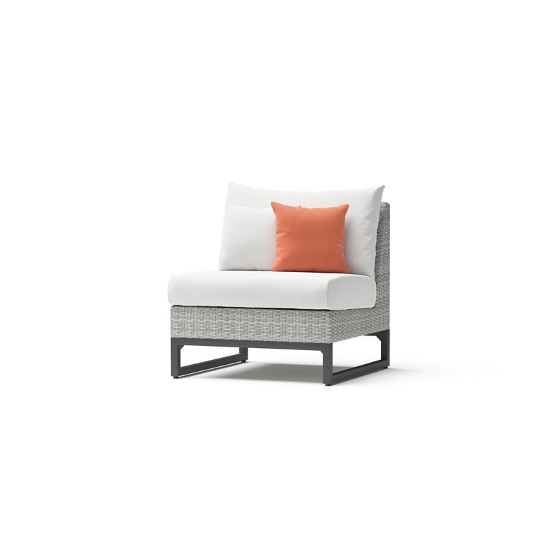 RST Brands Milo 6-piece Wicker and Fabric Sectional in Cast Coral/White/Gray