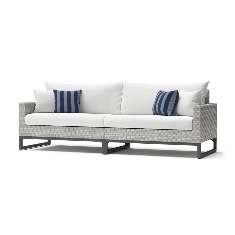 RST Brands Milo 6-piece Wicker and Fabric Sectional in Centered Ink/White/Gray