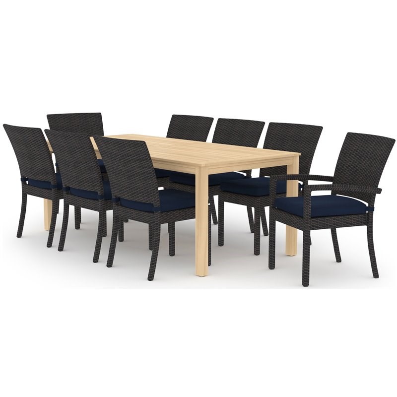 RST Brands Deco 9-piece Wood and Fabric Dining Set in Navy Blue