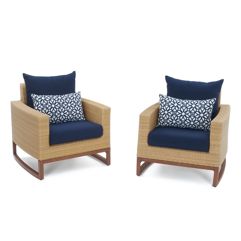 RST Brands Mili 5 PC Sunbrella Fabric Club Chair & Ottoman Set in Navy Blue